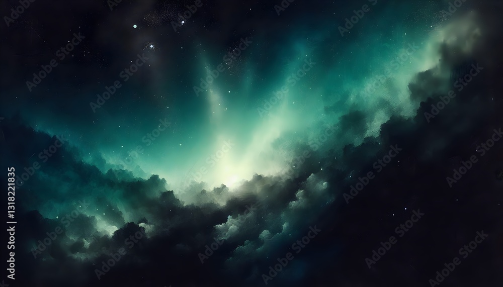 Aufkleber atmospheric textured abstract background with rough grain, deep color gradient, and soft bright glow