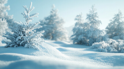 Obraz premium Snow-covered trees in a winter landscape