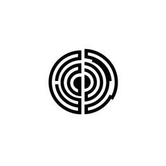 Minimalistic Circular Maze Design with Symmetrical Lines and Conceptual Design