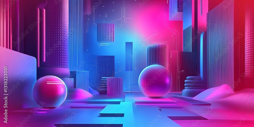 Poster futuristic holographic background with iot elements and shapes