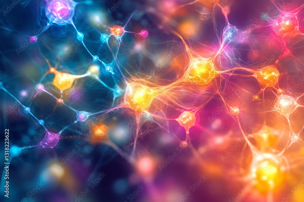 Poster abstract colorful neural network art representing data connection