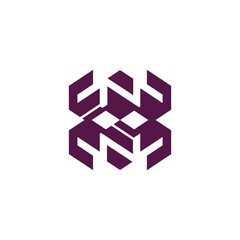 Geometric Purple Logo Design Featuring Abstract Shapes and Symmetrical Patterns