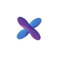 Abstract Gradient Cross-Shaped Design with Vibrant Purple and Blue Colors