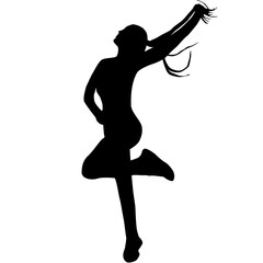 Young woman silhouette  shake your hair