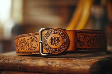 Handcrafted Leather Belt with Intricate Design