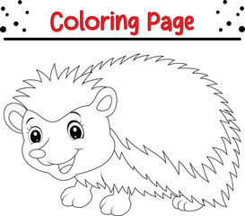 Hedgehog Coloring Page. Jungle animal coloring book