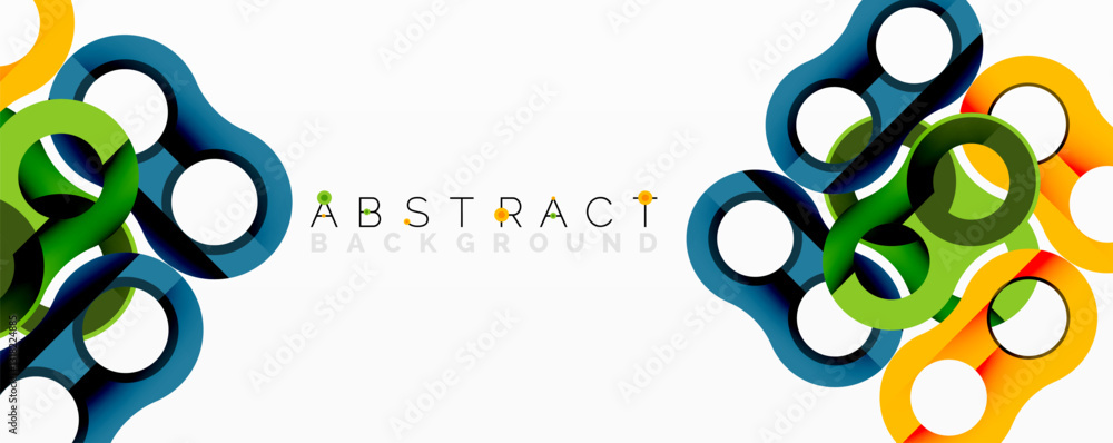 Aufkleber Abstract circle element composition with overlapping circular and tubular shapes featuring smooth gradients, transparency effects, and dynamic layering