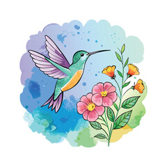 Naklejka premium Water color red, blue and orange Dahlia Classic style embroidery, beautiful fashion template for clothes, t-shirt design vector