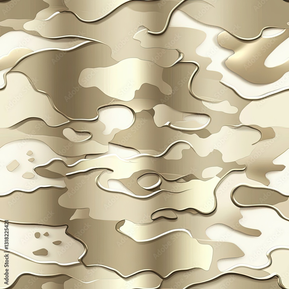 Poster abstract gold and beige wavy pattern with soft reflective textures and varied shapes suitable for ba