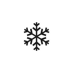 Black Snowflake Icon Symbolizing Winter and Cold Weather on White Background