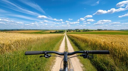 Biking through scenic countryside landscape.