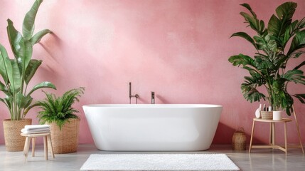 Fototapeta premium A designer bathroom with minimalist decor and high-end fixtures.