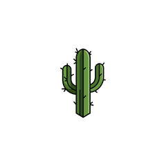 Cartoon Saguaro Cactus Illustration Isolated on White Background