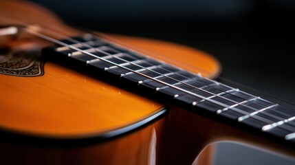 Fototapeta premium Close-up of an acoustic guitar string.