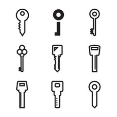 Set of key line icon vector design illustration. Unlock door tool icon design. Security, lock, door vector design illustration. Editable stroke. 