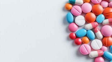 Obraz premium Colorful assortment of various medical pills.