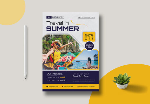 Travel In Summer Flyer Teempalte Design