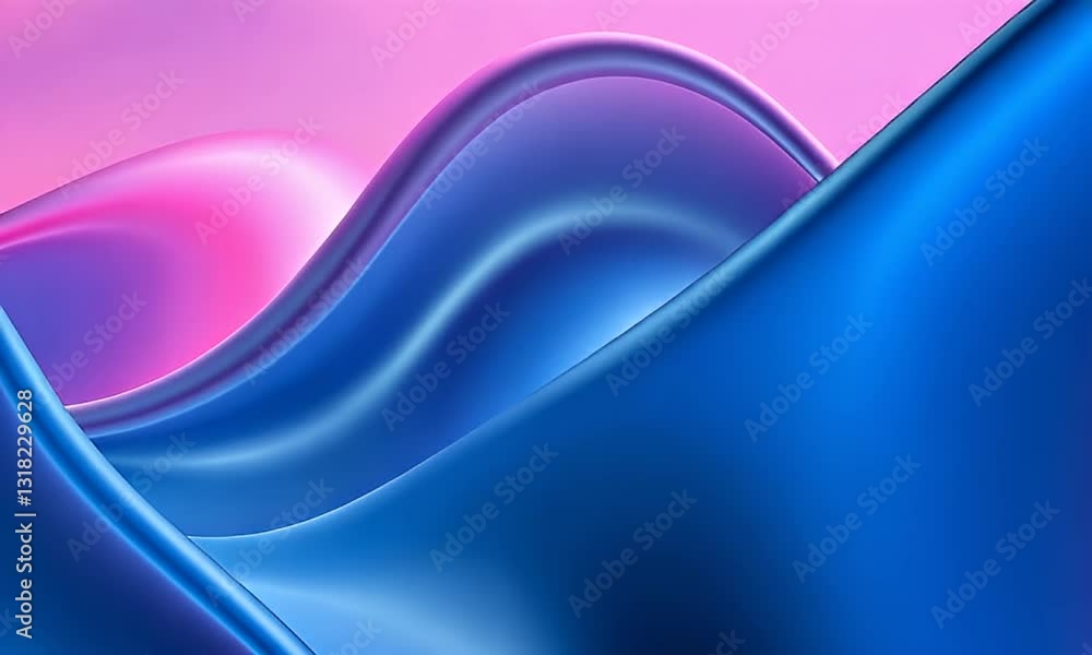 Poster elegant wavy abstract background with blue curved gradient overlays and a pink backdrop seamlessly b