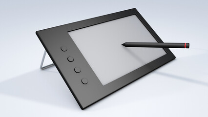 tablet pc and pen 3D render