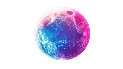Obraz premium Vibrant Pink and Blue Planet Illustration: Bright and Lively Hues Depicting a Colorful and Dynamic Celestial Body. Isolated on White Background.