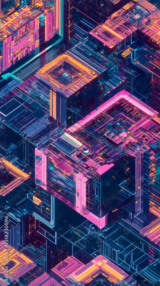 Canvas Prints this abstract futuristic background features vibrant neon colors and intricate shapes. ideal for the