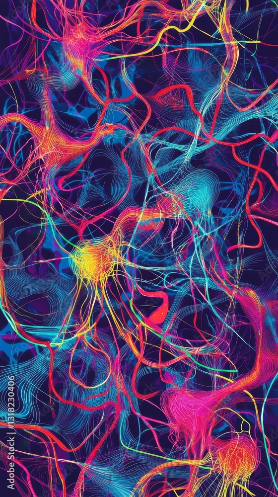 Poster this vibrant abstract artwork features colorful lines and shapes, creating an energetic and dynamic 