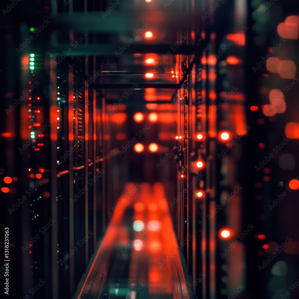 Aufkleber an abstract image showcasing a dark corridor illuminated by vibrant red and green lights, creating a