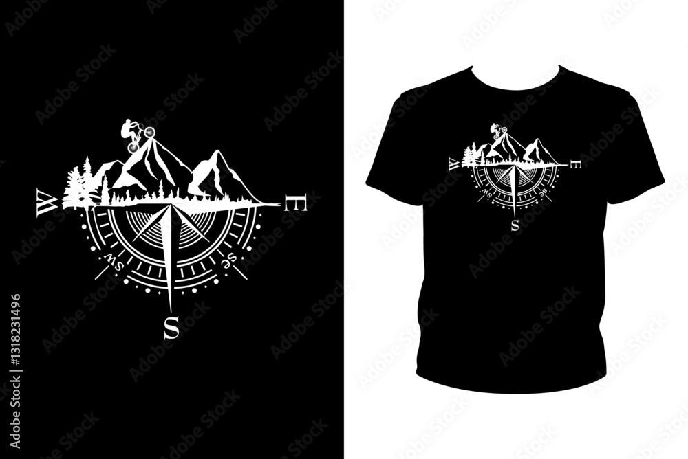 Fototapete compass mountain bicycle - art files for cricut and silhouette. you can edit them with adobe illustr