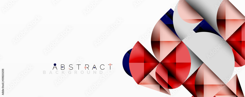 Aufkleber Abstract geometric design with intersecting circles, triangles, squares and sharp angles creating a layered composition with gradients, depth, and contrast
