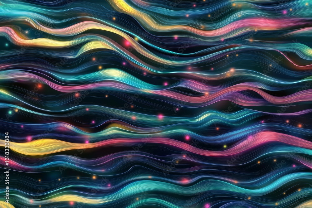 Aufkleber a colorful, wavy line pattern with a starburst effect. the colors are bright and vibrant, creating a