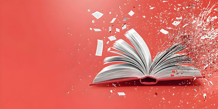 Exploding Book, Knowledge Dissemination and Literary Fragmentation on Coral Background