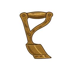 Illustration of a Vintage Wooden Handle for a Tool or Implement