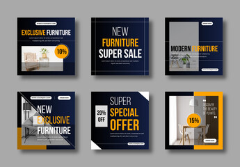 Modern Furniture Social Media Design Stylish Home Interior Template
