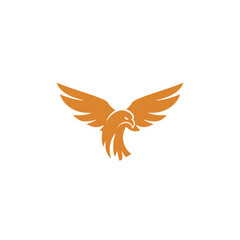 Orange Stylized Bird Logo Featuring an Eagle with Outspread Wings