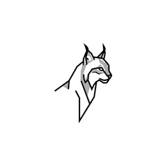 Stylized Line Art Illustration of a Majestic Wild Lynx Profile