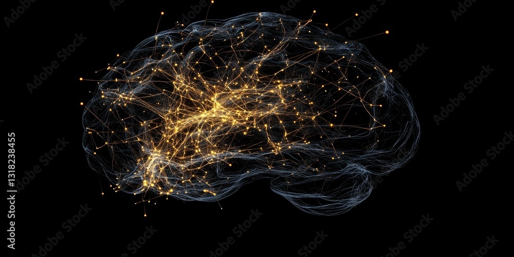 Poster intricate neural network visualization depicting brain synaptic connections