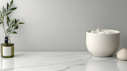 Minimalist kitchen scene with ingredients.