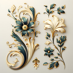 Digital technology baroque design element icon