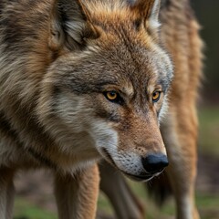 Fototapeta premium Wolf Devouring a Chunk of Meat