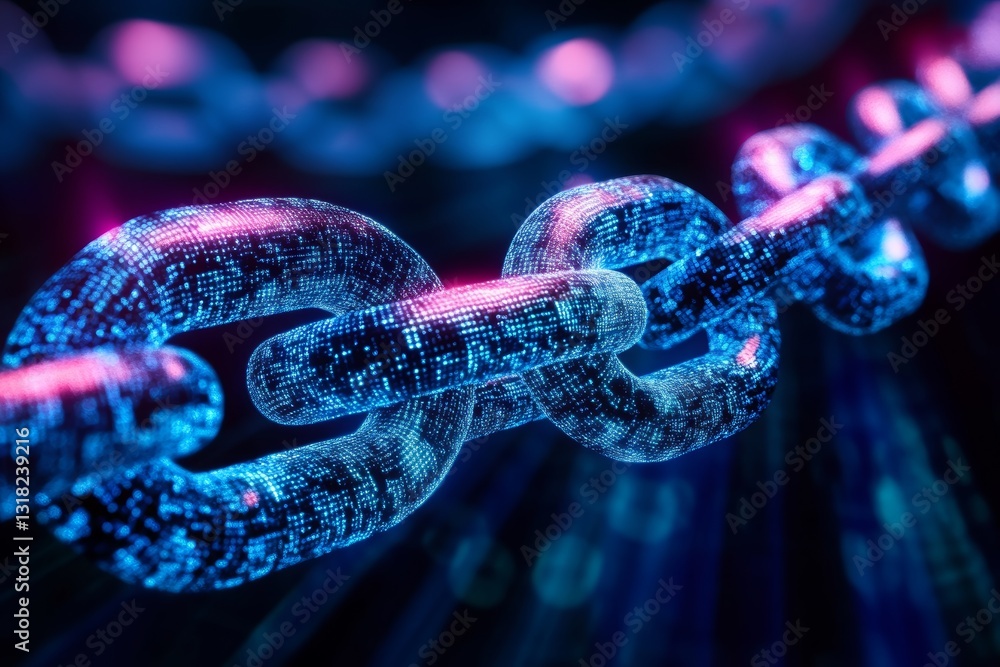 Aufkleber a chain of blue and pink links. the chain is made of a digital material. the chain is a symbol of co
