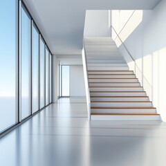 Obraz premium Modern staircase in a minimalist setting.