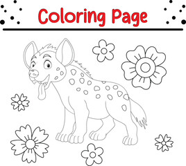Cute Hyena coloring book page for kids