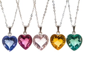 heart shaped Gemstone necklace on transparent background 