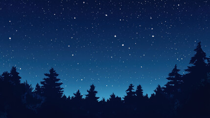 Naklejka premium Starry night sky over a forest