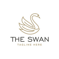 Swan Logo Template, Swan Lineart Logo Golden Royal Premium Elegant Design