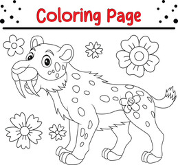 Cute Jungle animal coloring book page for kids