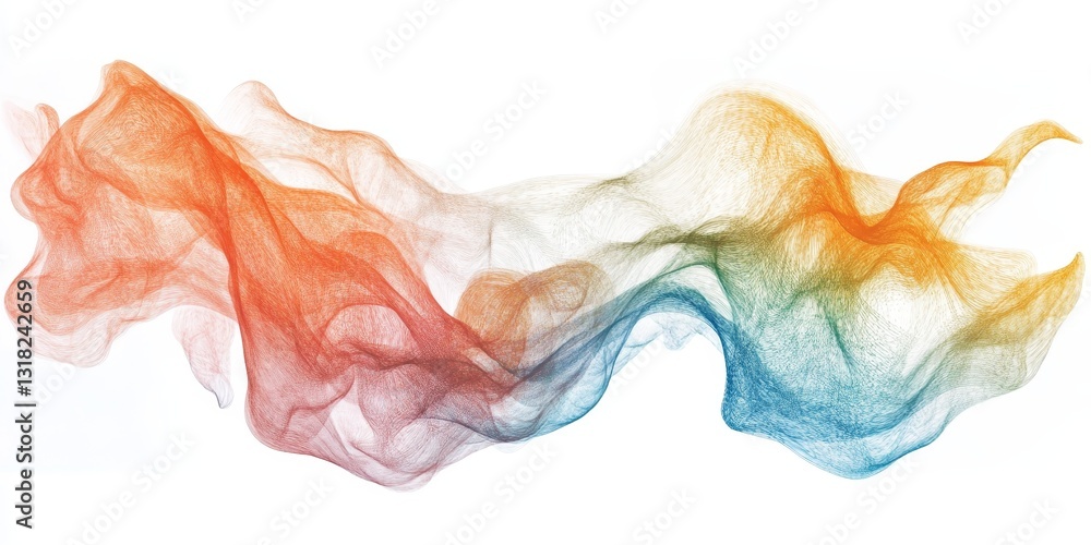 Poster abstract design featuring colorful flowing fabric waves in soft hues. the smooth texture creates a s