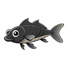 cartoon black swallower fish