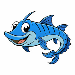 vector illustration of cartoon blue catfish