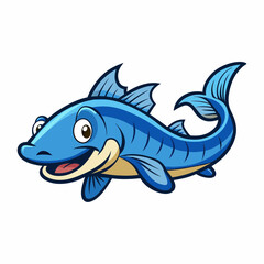 vector illustration of cartoon blue catfish